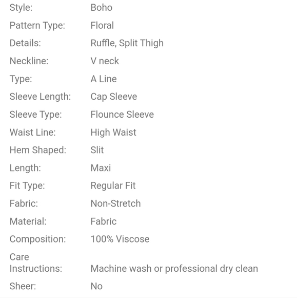 Boho VCAY Floral Print Ruffle Trim Slit Thigh Dress Size L Olive Without… - Picture 6 of 7